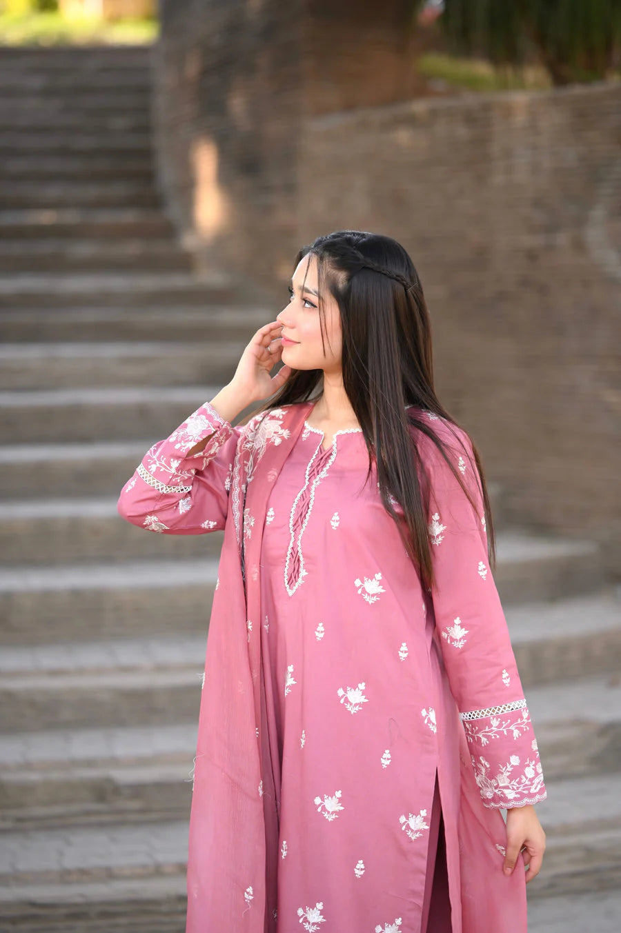 Blush 3pc embroidered